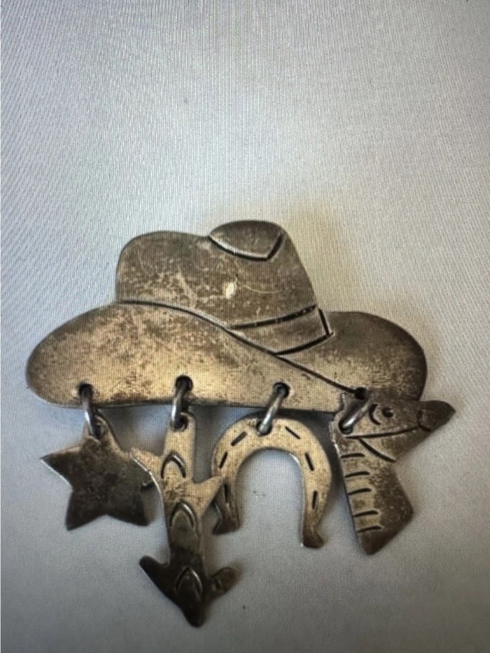 Vintage Hat Star Horse Horseshoe Arrow Mexico Sterling Silver 925 Brooch Pin